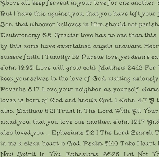 [RB-15388-GRN] Take Heart Love Scripture Green by J. Wecker Frisch for Riley Blake Designs