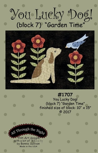 [ATN-1707] You Lucky Dog Pattern - Block 7: Garden Time by Bonnie Sullivan from All Through the Night