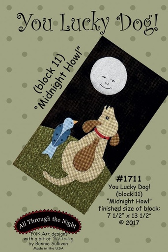 [ATN-1711] You Lucky Dog Pattern - Block 11: Midnight Howl by Bonnie Sullivan from All Through the Night