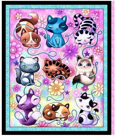 [PB-5606-PA] Crazy Kitties Panel from P&B Textiles