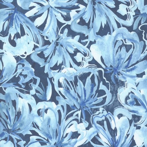[MOD-39823-19] Sunshine and Blue Skies Flower Burst Florals Watercolor Indigo from Moda