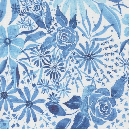 [MOD-39824-14] Sunshine and Blue Skies True Blue Florals Water from Moda