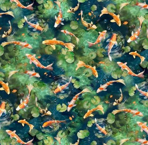 [PB-5632-MU] Koi Pond Ripples Green by Clint Eagar for P&B Textiles