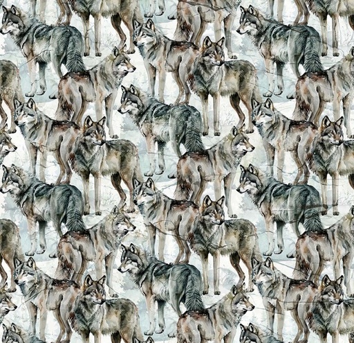 [NOR-27194-92] Lone Wolf Wolves Blue by Deborah Edwards and Melanie Samra for Northcott Fabrics
