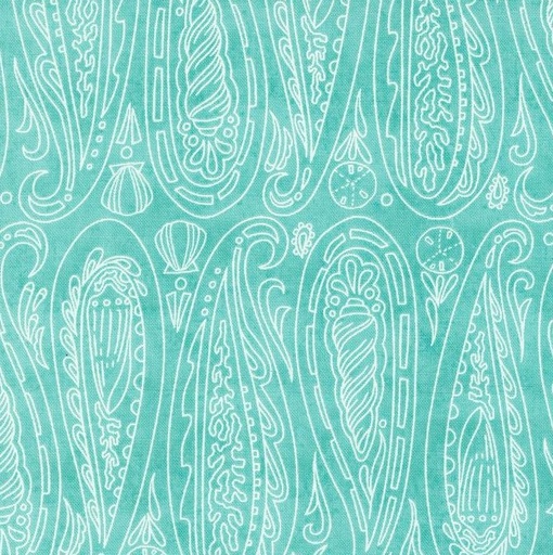 [MOD-48772-21] Serena Shores Paisley Shells Aqua by Robin Pickens for Moda Fabrics