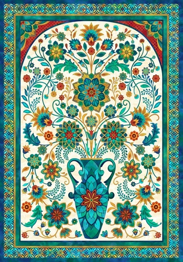 [NOR-27775-11] Boho Blooms Floral Vase Panel by Deborah Edwards for Northcott Fabrics