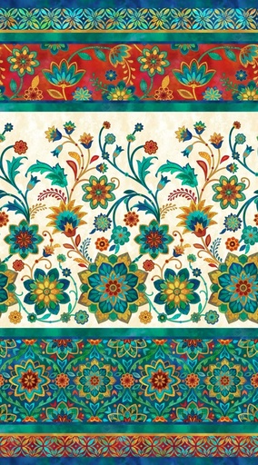 [NOR-27776-11] Boho Blooms Floral Border by Deborah Edwards for Northcott