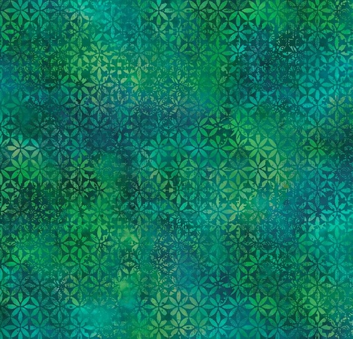 [NOR-27784-76] Boho Blooms Petal Grid Green by Deborah Edwards for Northcott Fabrics