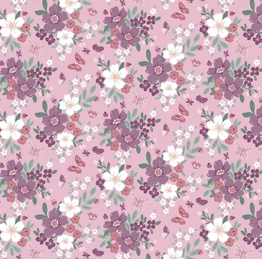 [RB-15350-Mauve] Buds & Butterflies Main Mauve by Cayla Naylor for Riley Blake Designs