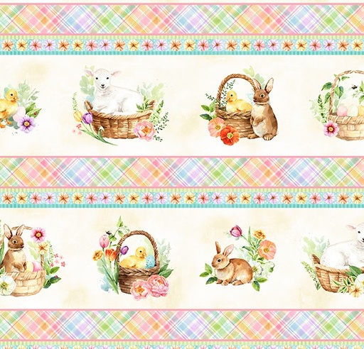 [HOF-5432-156] Easter Wonder Border Stripe Vanilla from Hoffman Fabrics