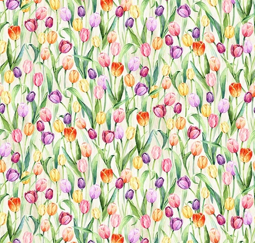 [HOF-5429-156] Easter Wonder Tulips Vanilla from Hoffman Fabrics