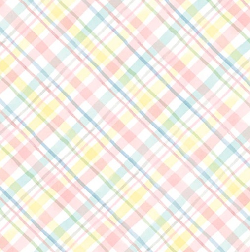 [PB-5663-LMU] Bunnies & Blooms Pastel Plaid by Leslie Trimbach for P&B Textiles