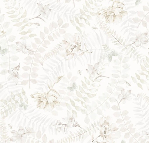 [PB-5644-W] Indigo Songs Leaves White by Lynam Clough for P&B Textiles