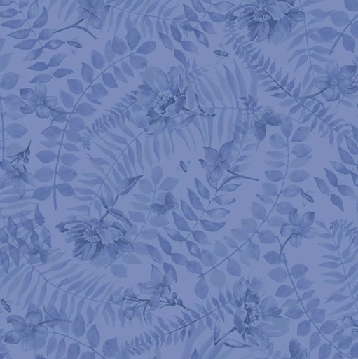 [PB-5644-B] Indigo Songs Leaves Blue by Lynam Clough for P&B Textiles