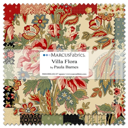 [MB-60-0006] Villa Flora 10in Squares by Paula Barnes for Marcus Fabrics