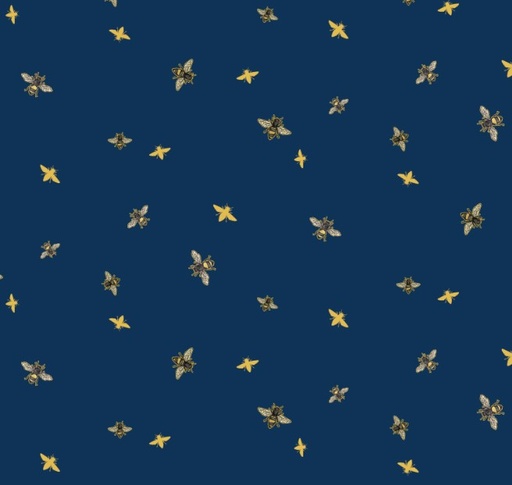 [RB-15136-NAVY] Honey Bees and Flowers Please Bees Navy by Tara Reed for Riley Blake Designs