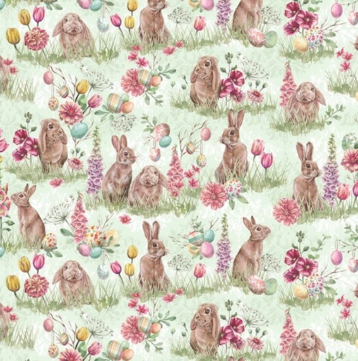 [BLAN-3789-60] Easter Wishes Easter Bunnies Light Green by Silas M. Studio for Blank Quilting