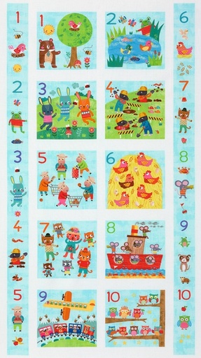 [KAF-22903-70] Fun-2-3 Counting Panel by Louise Anglicas for Robert Kaufman Fabrics