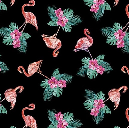 [BLAN-3806-99] Flock Star Mini Flamingo Black by Lucca Sheppard for Blank Quilting