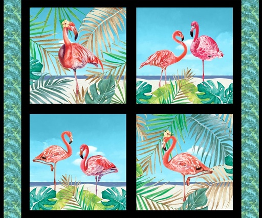 [BLAN-3808P-72] Flock Star Flamingo Pillow Panel by Lucca Sheppard for Blank Quilting