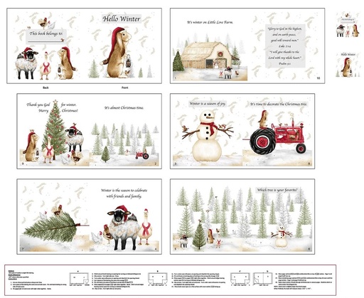 [HG-1416P-86] Little Readers 5 Hello Winter Book Panel by Dawn Rosengren for Henry Glass