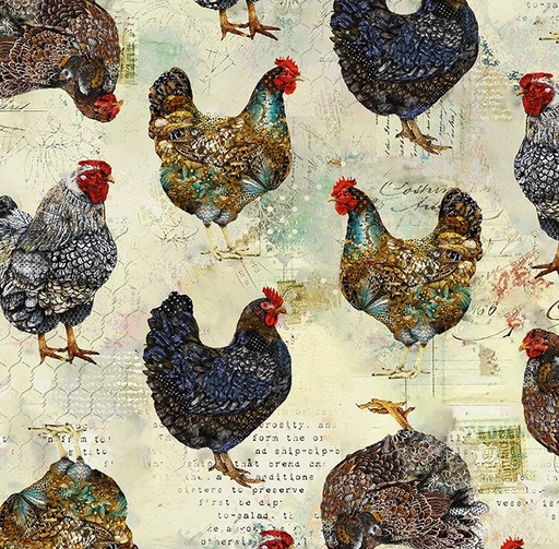 [WF-54561-2] Boho Chicks Rustic Chickens by Whistler Studios for Windham Fabrics