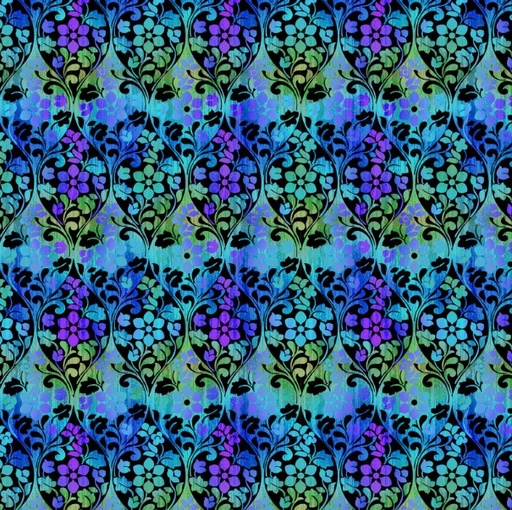 [ITB-VIV5-2] Vivid Ogee Blue by Jason Yenter for In The Beginning Fabrics