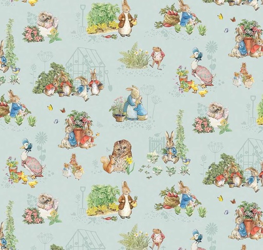 [RB-15861-BLUE] Peter Rabbit & Friends Characters Blue by Beatrix Potter for Riley Blake Designs