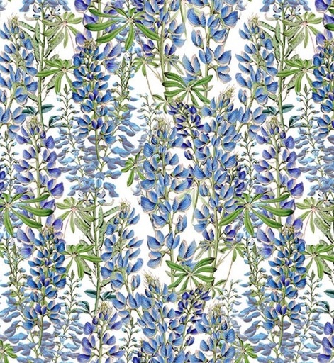 [COW-4363-90] Spring Garden Lupines Blue by Katie Pertiet for Clothworks