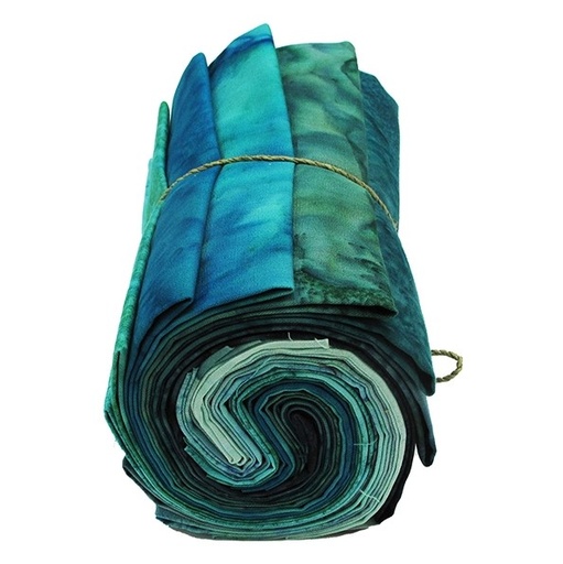 [HOF-1895FQ-21] Bali Watercolors Batiks Teal Treasures Fat Quarter Bundle from Hoffman Fabrics