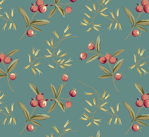 [AND-1375-T] Dahlia Coralberry Sage by Laundry Basket Quilts for Andover Fabrics