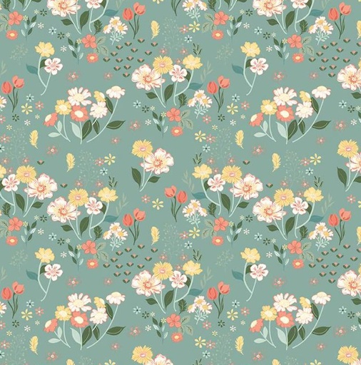 [RB-15751-TEAL] New Beginnings Floral Teal by Sandy Gervais for Riley Blake Designs
