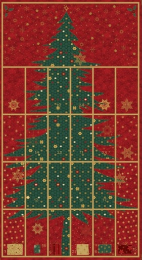 [QR-ST4595-482] Star Sprinkle Christmas Calendar Tree Red from Stof Fabrics