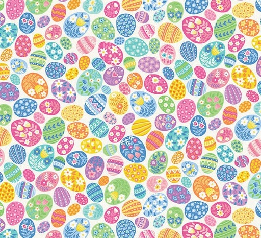 [AND-087-Q] Hello Spring Eggstravaganza Cream by Makower UK for Andover Fabrics