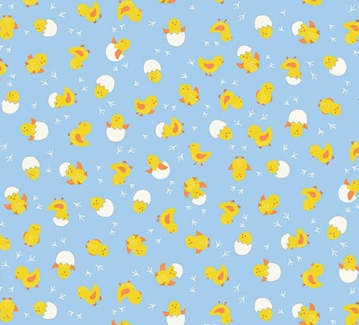 [AND-086-B] Hello Spring Cheerful Chicks Blue by Makower UK for Andover Fabrics