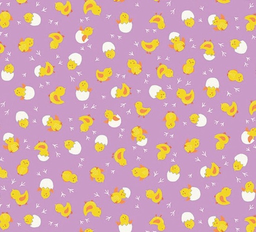 [AND-086-L] Hello Spring Cheerful Chicks Lilac by Makower UK for Andover Fabrics