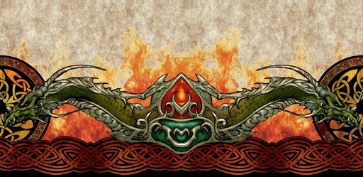 [ITB-12DRG-1] Dragons The Ancients Dragon Border Print from In The Beginning Fabrics