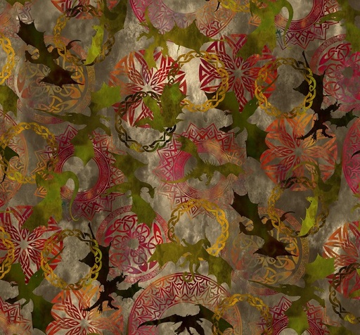 [ITB-4DRG-3] Dragons The Ancients Flying Dragons Beige from In The Beginning Fabrics