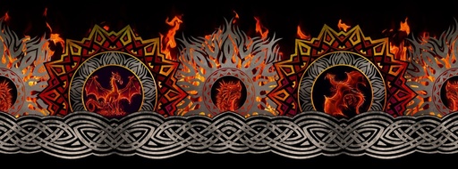 [ITB-3DRG-1] Red Dragons Flame Border Red/Black from In The Beginning Fabrics