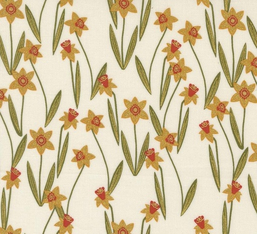 [MOD-48413-11M] Bee Garden Darling Daffodils Metallic Porcelain by Gingiber for Moda Fabrics