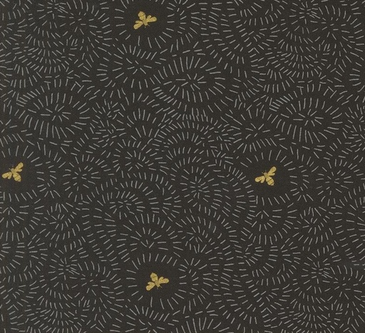 [MOD-48415-21M] Bee Garden Twists and Turns Metallic Black by Gingiber for Moda Fabrics