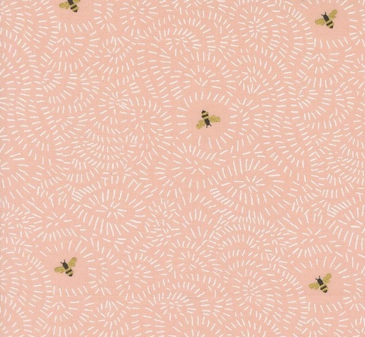 [MOD-48415-17M] Bee Garden Twists and Turns Metallic Rose by Gingiber for Moda Fabrics