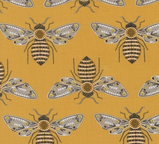 [MOD-48411-15M] Bee Garden Bumblebees Metallic Honey by Gingiber for Moda Fabrics
