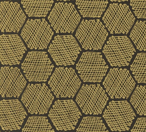 [MOD-48416-21M] Bee Garden Honeycomb Geometric Metallic Black by Gingiber for Moda Fabrics