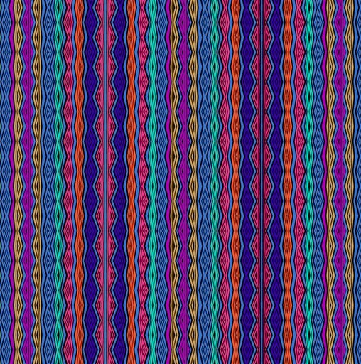 [COW-4345-90] Fantasticats Digital Geo Stripe Blue by Laurel Burch for Clothworks