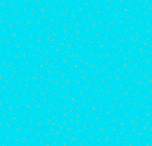 [COW-4348-33M] Fantasticats Gold Triangles Aqua Metallic by Laurel Burch for Clothworks