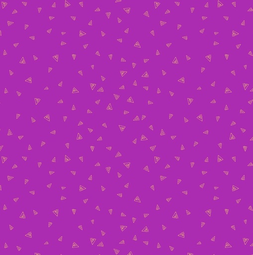 [COW-4348-122M] Fantasticats Gold Triangles Dark Orchid Metallic by Laurel Burch for Clothworks