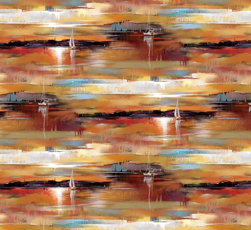 [NOR-27614-55] Tranquil Tides Sail Boats Ochre by Tim Parker for Northcott Fabrics