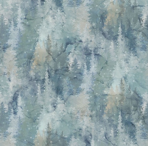 [NOR-27589-42] Highland View Trees Light Blue by Deborah Edwards & Melanie Samra for Northcott Fabrics