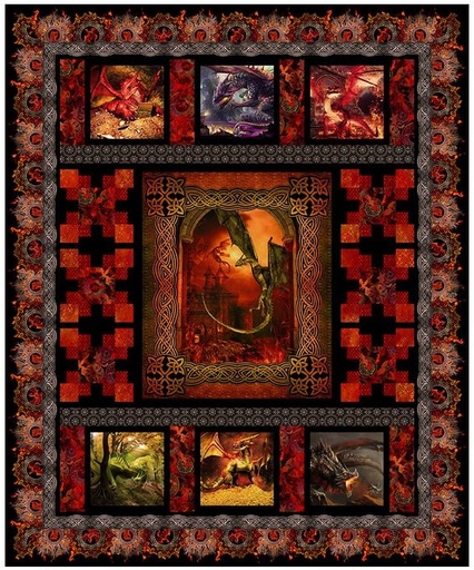 [PP-DragonsRed] Dragons in Red Quilt Kit from In the Beginning